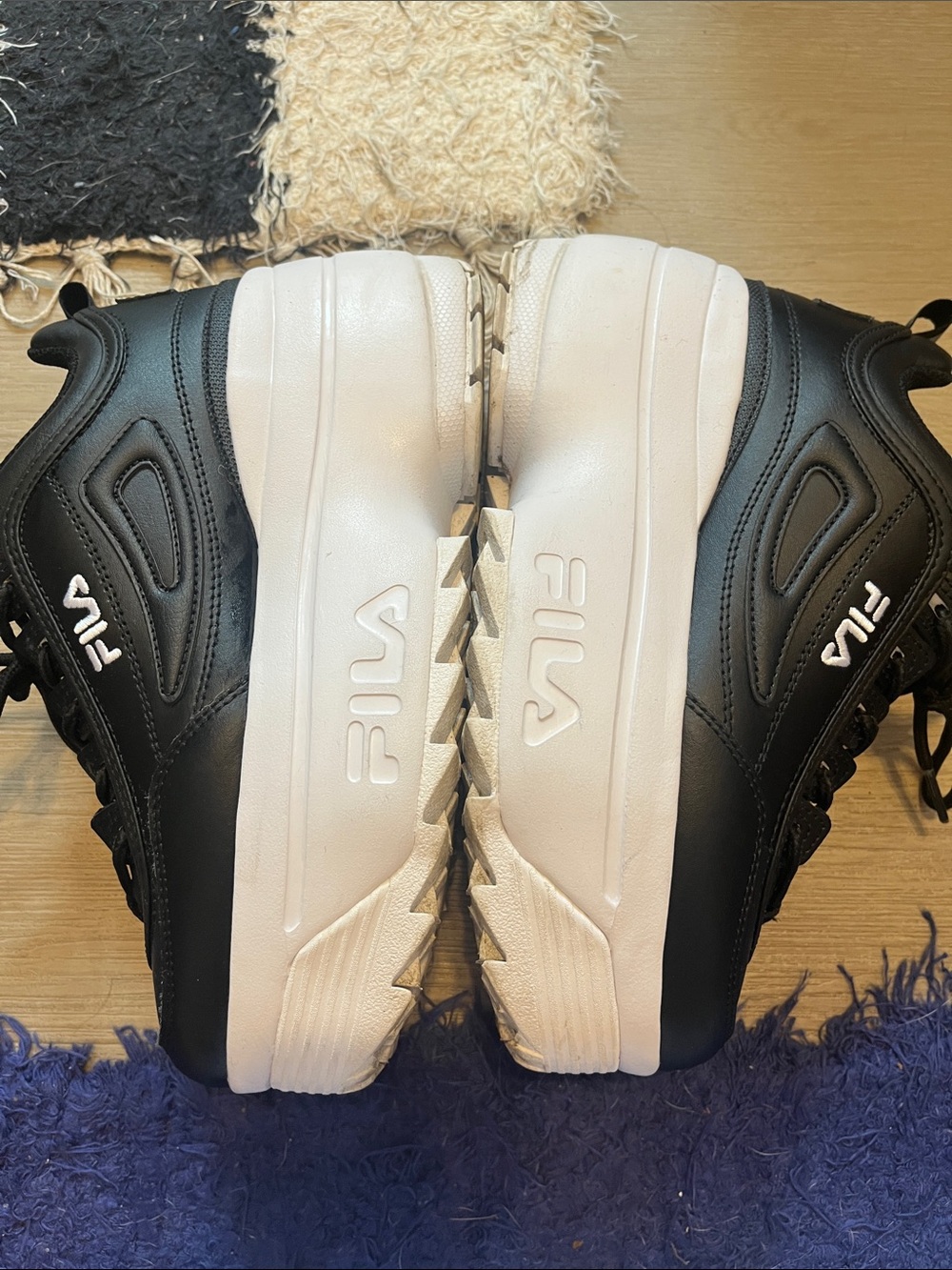 Fila Black and White Chunky Platform Sneakers - Picture 4 of 6